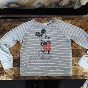 Gray and white long sleeve Mickey shirt